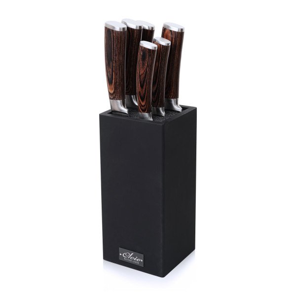 Oleio moderner Design-Messerblock aus Bambus, schwarz, Form gerade