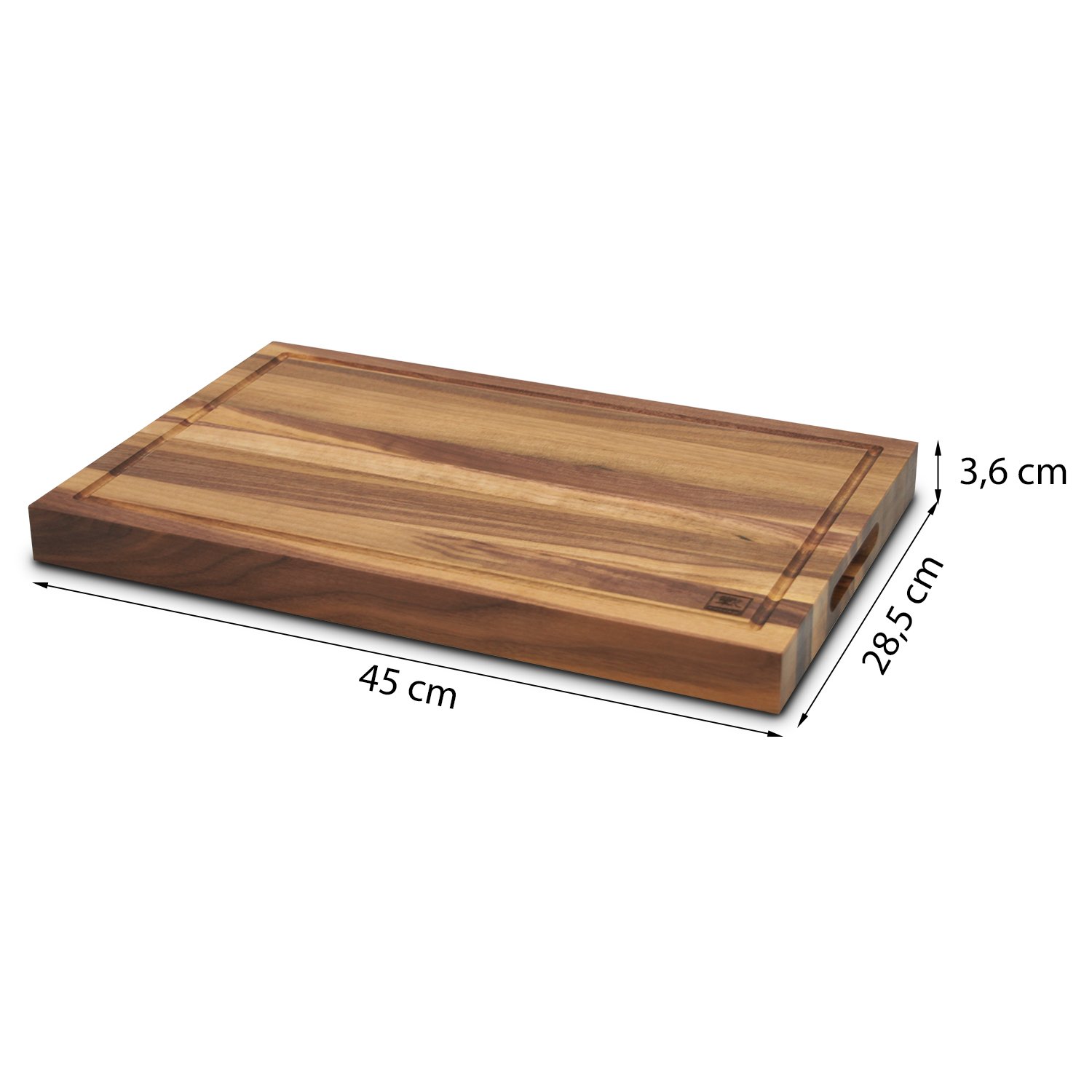 Zayiko hochwertiges Holz Schneidbrett Nussbaum 45X28,50X3,60cm,mit Saftrinne 