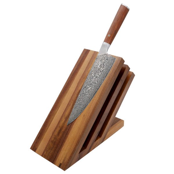 Zayiko hochwertiger magnetischer Messerblock Messerbrett Fächer Nussbaum für bis zu 6 Messer
